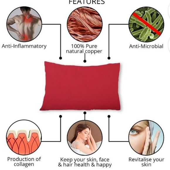 Home Smart copper infused pillowcase set of two queen 20 x 30“ in color red. - Picture 3 of 5